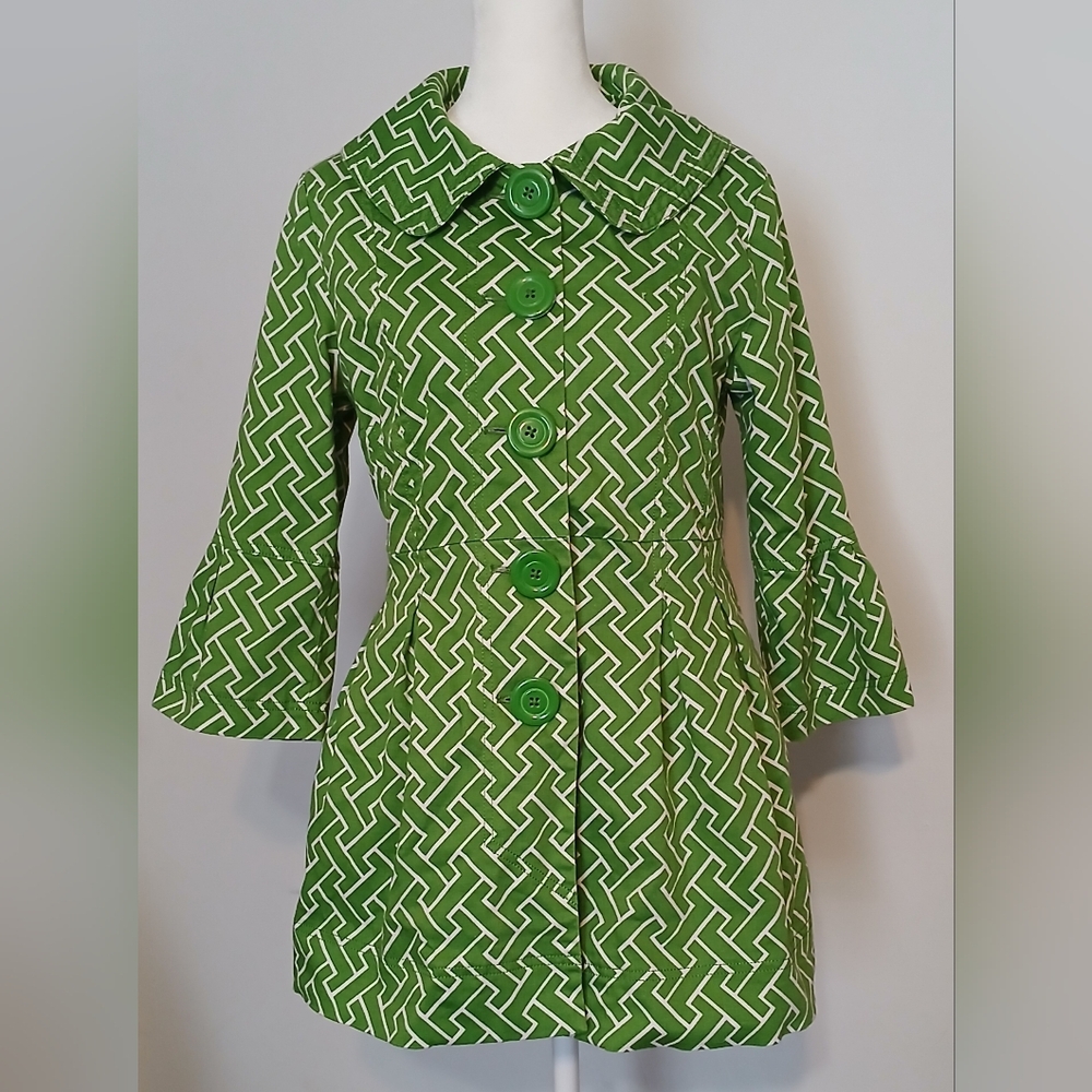 Eden Court Green Geometric Patterned Coat